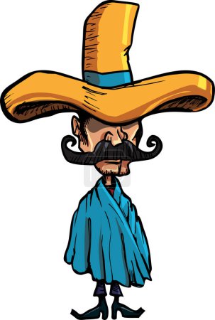 Illustration for Vector illustration of cartoon mexican sombrero with a mustache - Royalty Free Image
