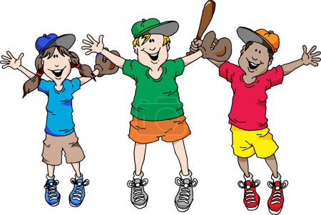 Illustration for Cartoon illustration of a young happy kids - Royalty Free Image