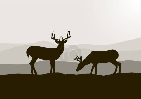 Téléchargez les illustrations : Illustration vectorielle du cerf dans la nature. - en licence libre de droit