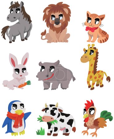Ilustración de Ilustración vectorial de dibujos animados de animales salvajes - Imagen libre de derechos