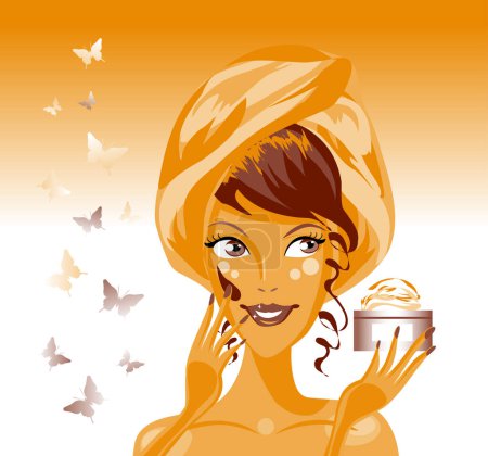 Illustration for Girl with coffee and cream. - Royalty Free Image