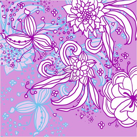 Ilustración de Patrón sin costuras con flores y mariposas - Imagen libre de derechos