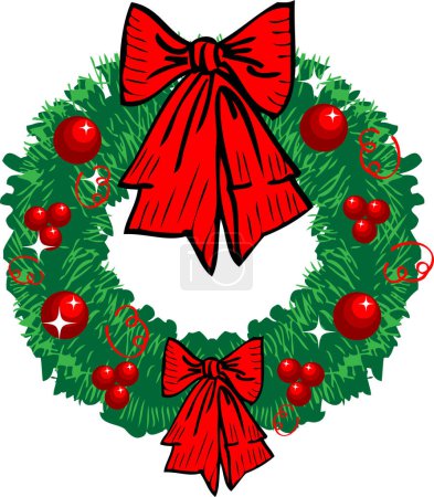 Illustration for Wreath with christmas holly leaves and berries - Royalty Free Image