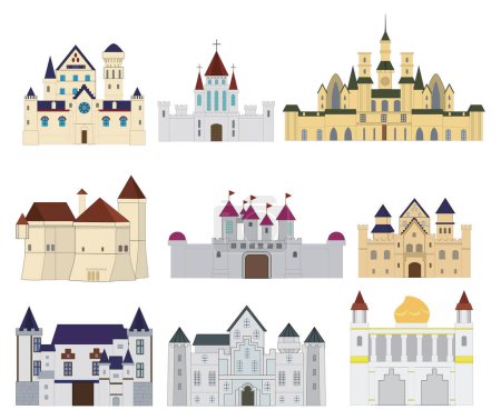 Illustration for Set of medieval buildings, vector illustration - Royalty Free Image
