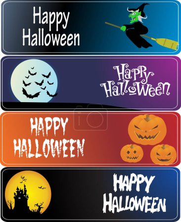 Ilustración de Feliz conjunto de banner de Halloween - Imagen libre de derechos