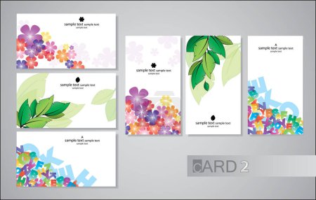 Ilustración de Diseño de tarjetas de visita con flores de colores. vector - Imagen libre de derechos