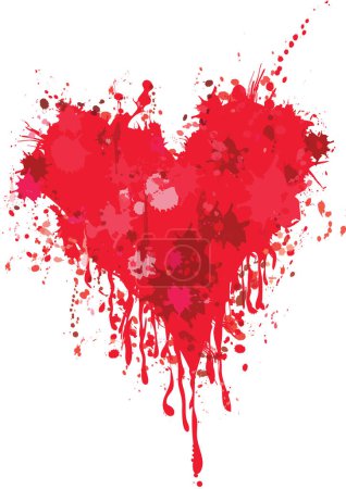 Téléchargez les illustrations : Forme de coeur avec des taches de sang. illustration vectorielle - en licence libre de droit