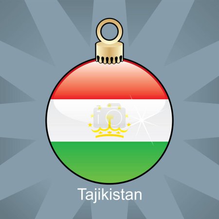 Ilustración de Bandera de Tayikistán. vector placa redonda con el árbol de Navidad - Imagen libre de derechos