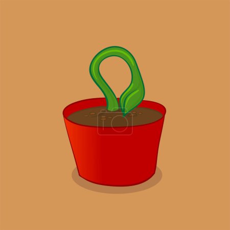 Téléchargez les illustrations : Nouvelle plante en pot céramique, illustration vectorielle - en licence libre de droit