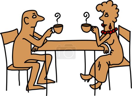 Illustration for Cartoon illustration of couple drinking coffee, vector simple design - Royalty Free Image