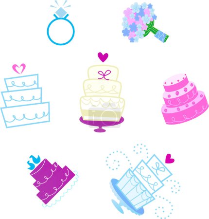 Illustration for Wedding and celebration icon set, vector design - Royalty Free Image