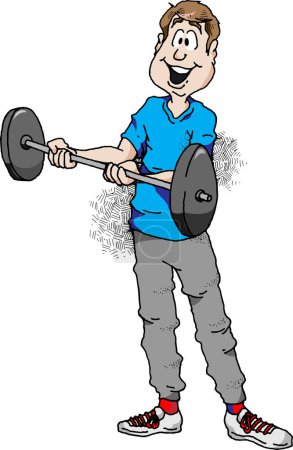 Illustration for Illustration of a cartoon guy lifting weights - Royalty Free Image