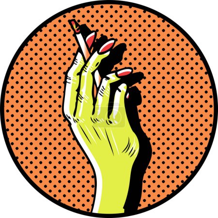 Ilustración de Estilo pop art mano de mujer con el cigarrillo, vector de diseño simple - Imagen libre de derechos