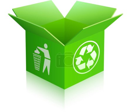 Ilustración de 3 d bote de basura verde - Imagen libre de derechos