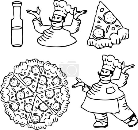 Téléchargez les illustrations : Ensemble vectoriel de pizza - en licence libre de droit