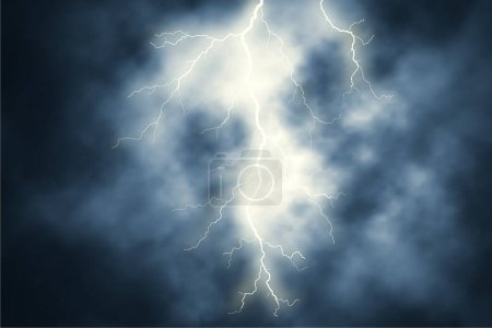 Illustration for Lightning in the night sky - Royalty Free Image