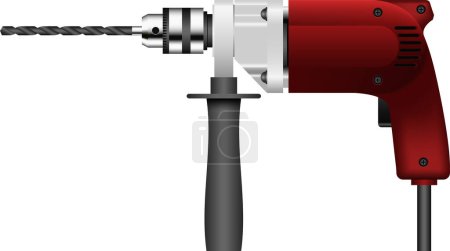 Illustration for Drill with a red handle, vector illustration - Royalty Free Image