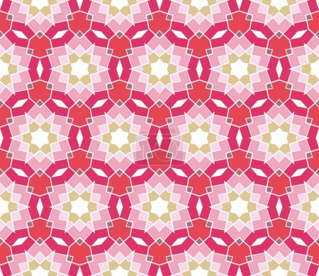 Illustration for Seamless geometrical pattern with stars in pink, red, green, purple - Royalty Free Image