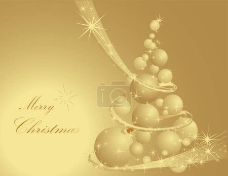 Téléchargez les illustrations : Carte de vœux de Noël avec des boules de Noël dorées - en licence libre de droit