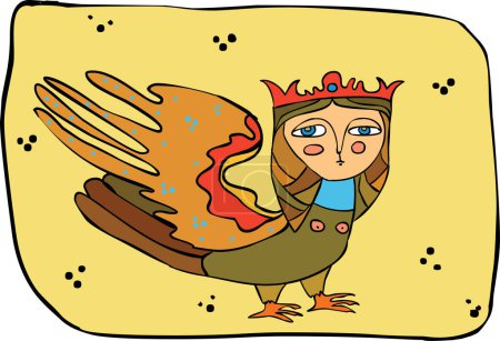 Ilustración de Pájaro mítico con la cabeza de la niña - Imagen libre de derechos