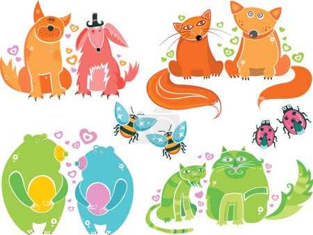Illustration for Cute vector cartoon animal characters - Royalty Free Image