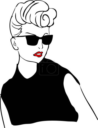 Téléchargez les illustrations : Femme en lunettes de soleil, illustration vectorielle - en licence libre de droit