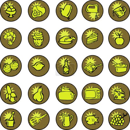Illustration for Food and drink icon set for web sites and user interface, vector illustration - Royalty Free Image