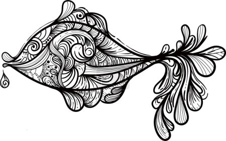 Ilustración de Ilustración vectorial de peces decorativos con adorno floral. - Imagen libre de derechos