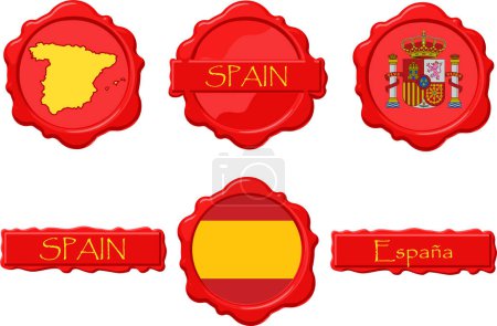 Téléchargez les illustrations : Espagne ensemble de symboles, illustration vectorielle - en licence libre de droit