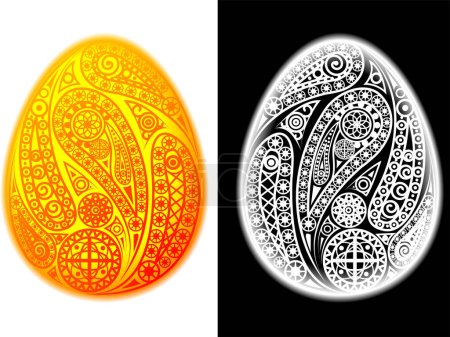 Ilustración de Huevo de Pascua con patrón floral. Ilustración vectorial - Imagen libre de derechos