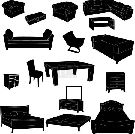 Illustration for Silhouettes of furniture, vector illustration - Royalty Free Image