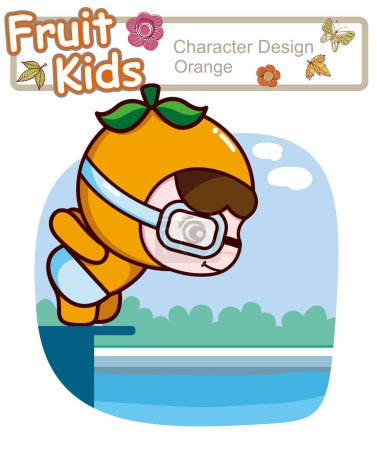 Illustration for Cute cartoon character, Orange character design , vector illustration - Royalty Free Image