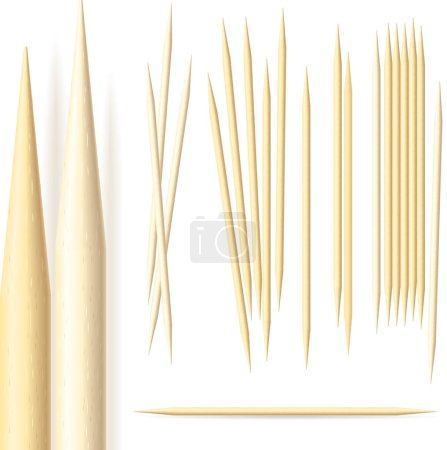 Illustration for Bamboo toothpicks isolated on white background - Royalty Free Image