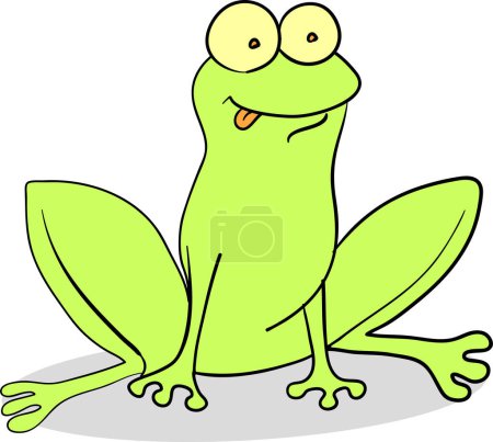 Téléchargez les illustrations : Mignonne grenouille dessin animé assis sur le sol, illustration vectorielle - en licence libre de droit