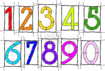 Ilustración de Números coloridos sobre fondo blanco, ilustración vectorial - Imagen libre de derechos