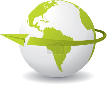 Téléchargez les illustrations : Globe terrestre avec une flèche verte, illustration vectorielle - en licence libre de droit