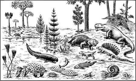 Téléchargez les illustrations : Illustration vectorielle d'un dinosaure - en licence libre de droit