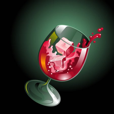 Téléchargez les illustrations : Verre de vin et éclaboussure de vin - en licence libre de droit