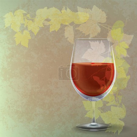 Illustration for Grunge illustration with wineglass on green - Royalty Free Image