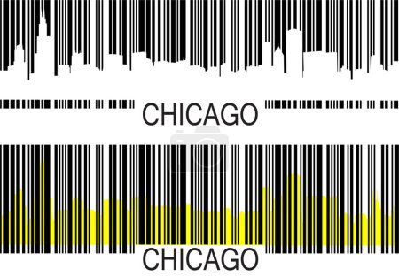 Téléchargez les illustrations : Chicago horizon de la ville avec des lignes et des rayures - en licence libre de droit