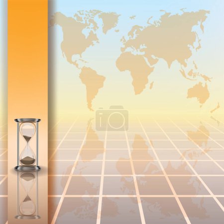 Illustration for Abstract illustration with hourglass and earth map - Royalty Free Image