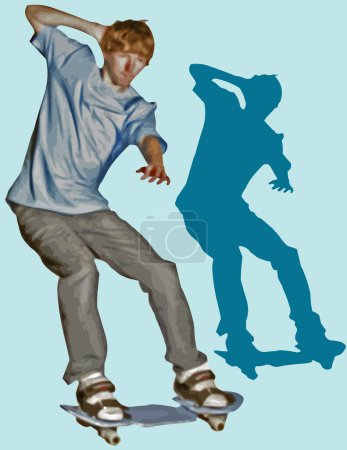 Illustration for Young skateboarder skateboarding vector illustration - Royalty Free Image