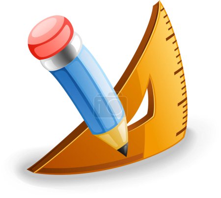 Illustration for Vector illustration of a pencil with a ruler - Royalty Free Image