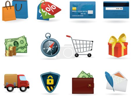 Illustration for Business shopping icons set - Royalty Free Image