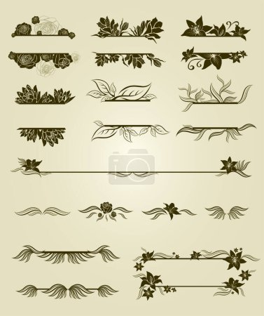 Illustration for Set of vector hand drawn floral elements. - Royalty Free Image