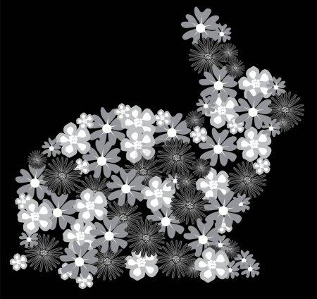 Ilustración de Flores blancas sobre fondo negro - Imagen libre de derechos