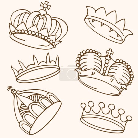 Ilustración de Conjunto de coronas de garabatos - Imagen libre de derechos