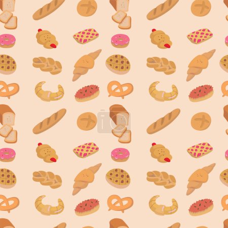 Illustration for Bakery seamless pattern. hand drawn vector illustration - Royalty Free Image