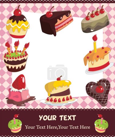 Téléchargez les illustrations : Carte d'anniversaire avec bonbons et gâteaux - en licence libre de droit