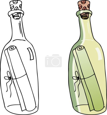 Téléchargez les illustrations : Une image d'un message dans une bouteille
. - en licence libre de droit